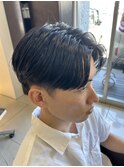 ナチュラルセンターパート　メンズショート