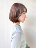透明感ミルクティーベージュショートボブ◎透明感カラーp上尾