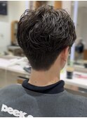 メンズパーマ　シャドウパーマ　ビジネスヘア刈り上げショート◆