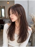 髪質改善くびれレイヤー韓国ロングシースルーバング美髪