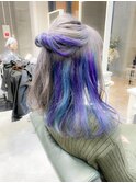 インナーカラーに ブルーカラーとパープルカラー