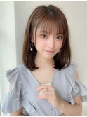 20代30代40代大人かわいい小顔ボブ ひし形シルエット グレージュ
