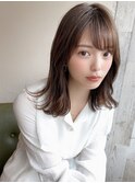 大人かわいい小顔セミディ外ハネボブモテブラウン30代吉祥寺