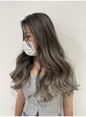 外国人風バレイヤージュ_アースカラー_くびれヘア