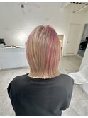 ハイトーンボブ／ピンクベージュ／デザインカラー