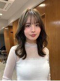 韓国風レイヤー_くすみベージュ_細めハイライト