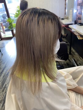 ヘアー リードレス(hair Re:dress) 大人きれいストレートグラデーションイエロー髪質改善美髪つや髪