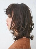 三軒茶屋_レディース_ミディアム_コテ巻き_パーマ_ブラウン_小顔