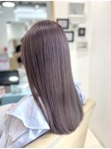 ★ミディアムヘア小顔レイヤーカット斜めバンググレージュカラー