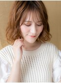 透明感カラーカーキベージュ波巻きボブパーマ314X上尾10代20代