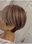 20代30代大人可愛いアッシュベージュ耳掛け透明感