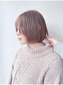 ＊透明感顔周りレイヤーボブ切りっぱなしボブ耳かけボブ軽めボブ