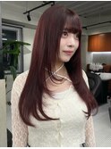 ワインレッド/チェリーレッド/レイヤーカット/ケアブリーチ/赤髪