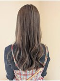 透明感ベージュカラー/ロング/ハイライト/ウォームベージュ/30代