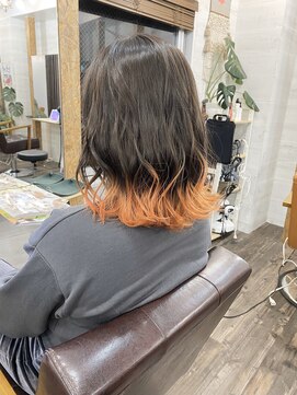 リリー シブヤ(Lilly shibuya) 【Lilly渋谷】＃裾カラー ＃オレンジ ＃グラデーションカラー