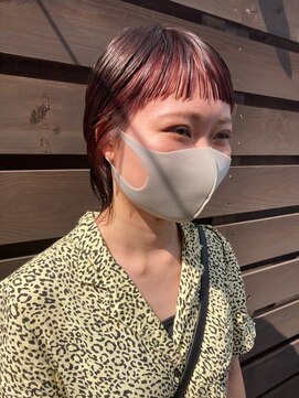 ソレイユ シンサカエ(SOLEIL SHINSAKAE) 前髪可愛い♪オン眉ワイドバング×ピンクインナーカラー☆