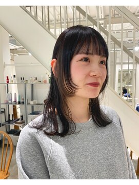 グリーン(green) お顔周りカット×インナーシルバー