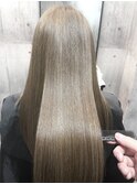 ロングヘアーシナモンベージュ髪質改善　赤坂見附