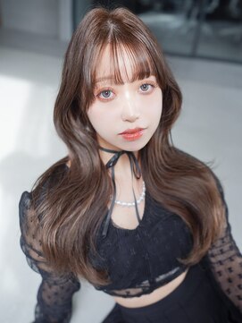 シオン(shion) ココアベージュ韓国ヘア前髪カット顔周りレイヤーロング_F30934