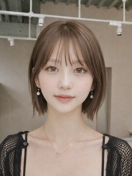 オーラ オモテサンドウ(Aura omotesando) 透明感ベージュくびれボブ×シースルーバング
