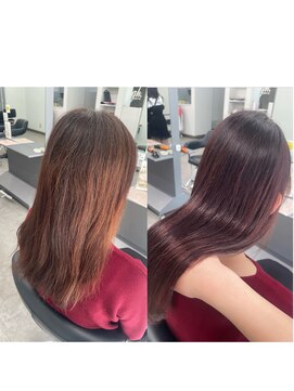 ガルボヘアー 桟橋店(garbo hair) オイルカラーカシスレッドつや髪