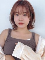 シェル 津山の手店(shel)&nbsp;ブリーチなし大人可愛いマロンブラウン似合わせ耳かけボブ