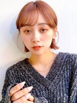 Say.ショートボブチェリーブラウンチェリーレッド細めハイライト