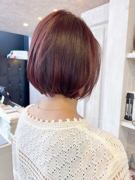 キャアリー(Caary) 福山市美容室Caary春ボブ艶ボブナチュラルボブ赤みピンクカラー