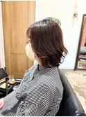 レイヤーボブハイライトカラーミルクティーベージュ