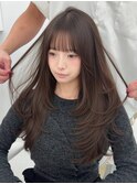 ロングワンカールレイヤー秋ラベンダーグレージュ