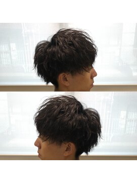 ネイビー(NAVY) くせ毛風パーマのフェザーマッシュで1分スタイリング☆