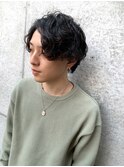 mowen 南堀江　メンズ　ニュアンスパーマ　センターパート