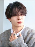 波巻きパーマメンズツイストスパイラルパーマシースルーマッシュ