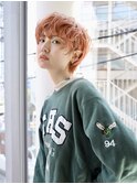 アプリコットオレンジ/外国人風/くせ毛風/フェザーショート/元町