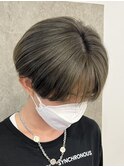 ミルクティーベージュダブルカラー韓国風メンズセンターパート