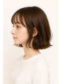 透け感シースルーバング切りっぱなしボブ