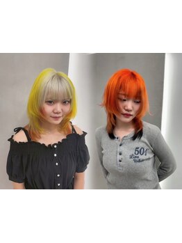 【インナーカラー】全頭ブリーチよりも幅が狭いから、ダメージを最小限に抑えられる！ウルフとの相性抜群◎