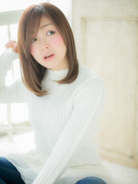 モッズ ヘア 福岡姪浜店(mod's hair) mod's姪浜/ミ斜めバング美髪ヘーゼルブラウン艶感ストレートj