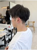 刈り上げセンターパート/ニュアンスパーマ/波巻きパーマ/メンズ