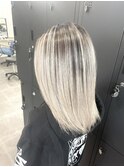 ホワイトベージュボブ_グレージュカラーボブウルフ_S25