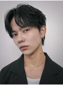 韓国ヘアカルマパーマカルマバングセンターパート黒髪ウルフ