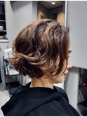 新デジタルパーマ　リブートスタイル　くせ毛風ショートボブ