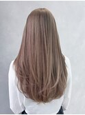 オリーブベージュロング顔周りレイヤーおくれ毛_ba537761