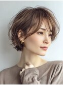 大人ショートボブ白髪ぼかし脱白髪染め40代50代60代♪
