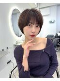 大人可愛い20代30代40代前下がりショートボブ/ハンサムショート