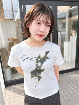 ユイマァル 岡山(YUIMARL) ラフウェーブ★20代30代40代岡山★レイヤーボブ★ビクシーカット