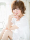 *CUORE水戸*…厚めバングのくせ毛風無造作カール小顔ショートb