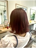 【庭野　カラー】ウェーブヘア×ショコラピンク