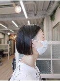 内側刈り上げ切りっぱなしボブ　30代40代50代60代  前髪無し
