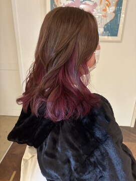 サラ 天神大名店(SARA) 【インナーカラー】ラベンダーワインレッド/ベージュ